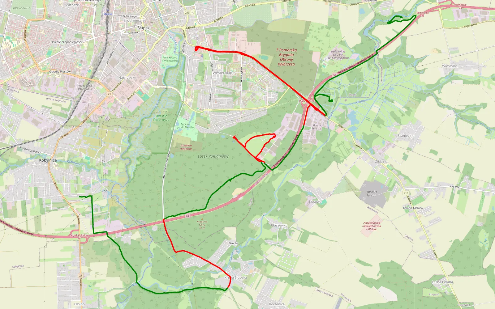 Mapa trasy Wypad - 26.5 km trasy offroad, Słupsk
