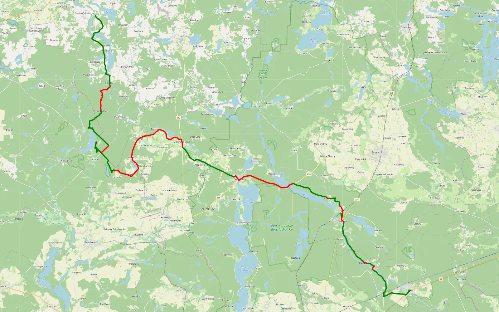 Map of Rytel-brzezno szlachecki - 73.3 km offroad trail, Chojnice County