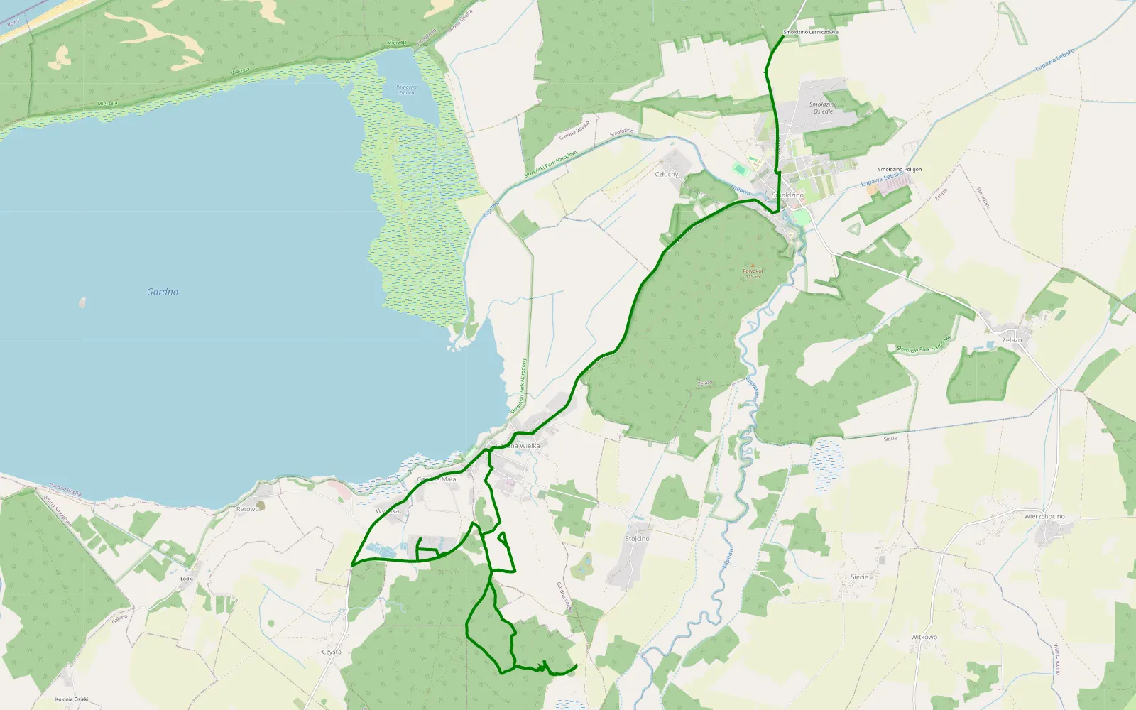 Map of Smołdzino - Gardna Wielka - 9.7 km offroad trail, Słupsk County