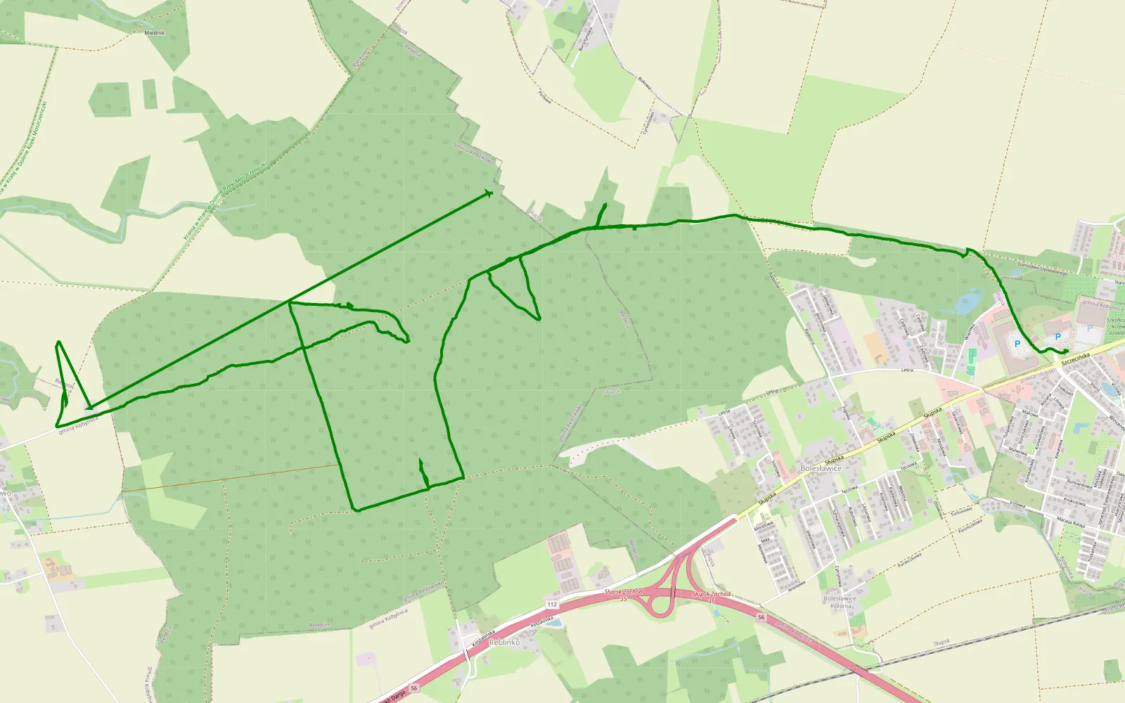 Map of Bierkowo - Bolesławice - 11 km offroad trail, Słupsk County