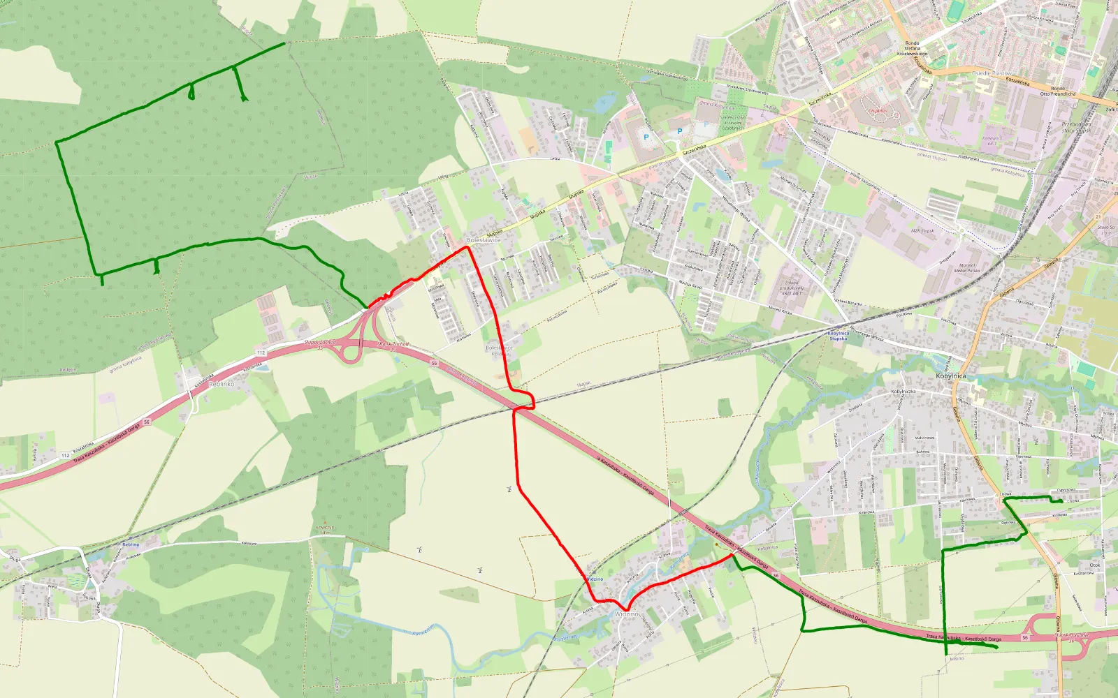 Mapa trasy Real - 13.3 km trasy offroad, Powiat Słupski