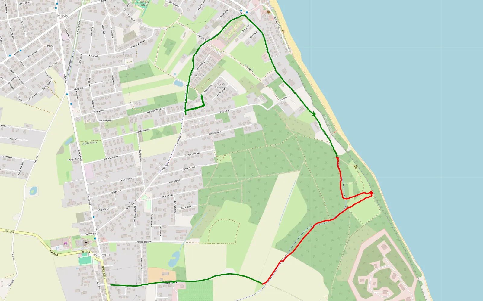 Map of Mechelinki - Pierwoszyno - 2.5 km offroad trail, Puck County