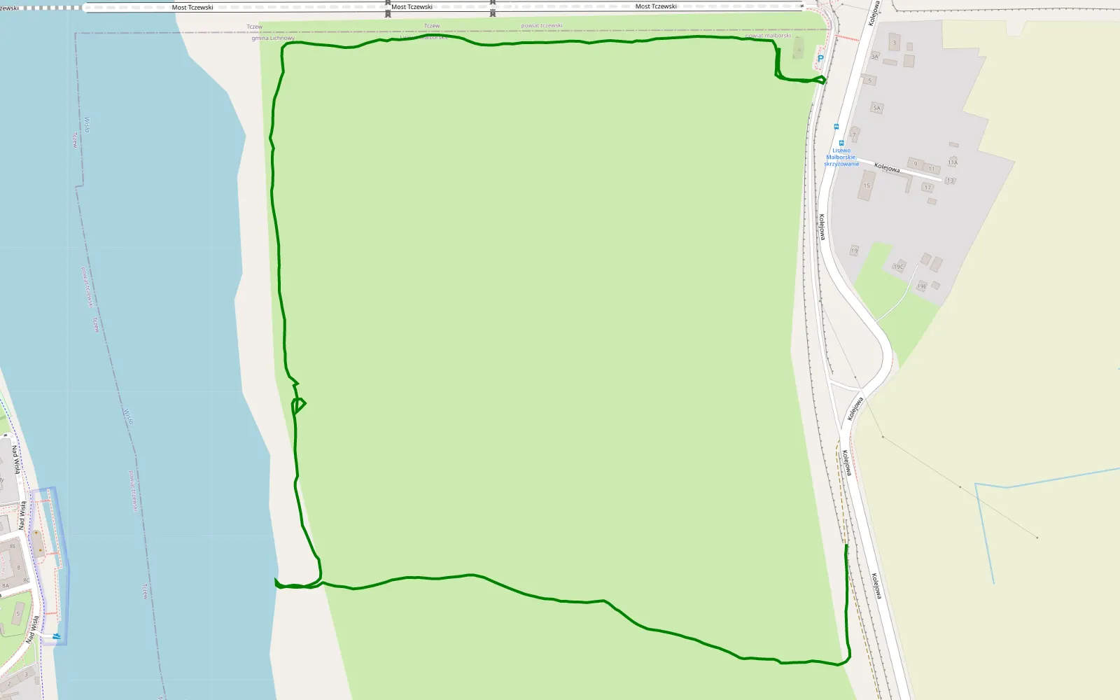 Mapa trasy Lisewo Malborskie - 2.4 km trasy offroad, Powiat Malborski