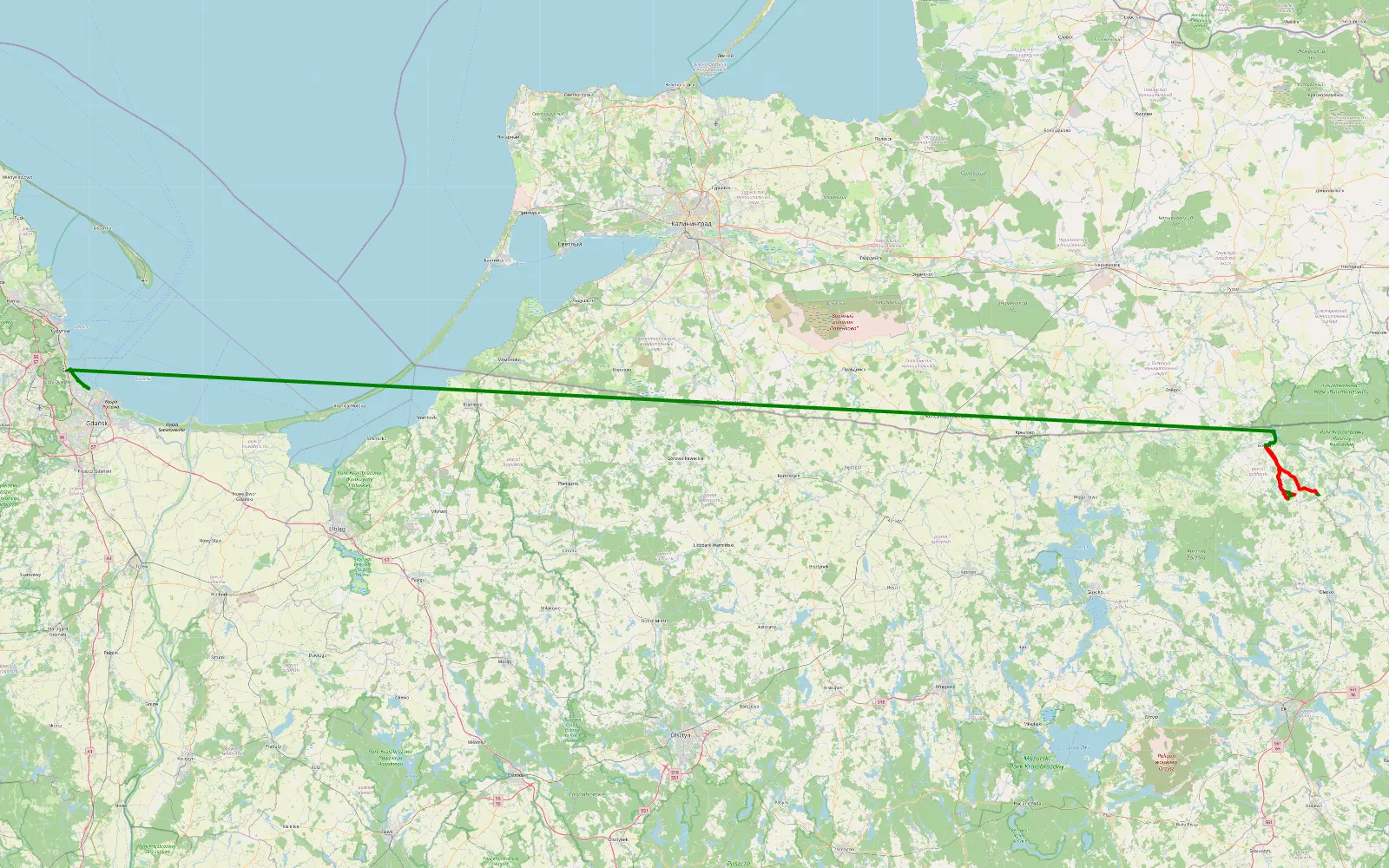 Map of Przymorze Wielkie - Sopot - 33 km offroad trail, Gołdap County
