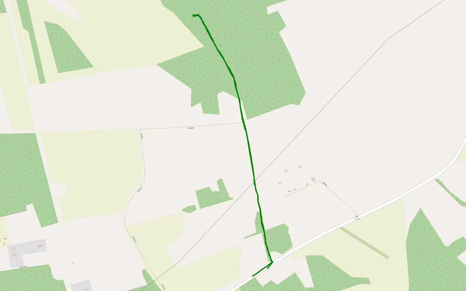 Map of Krzaki - 2.3 km offroad trail, Lębork County