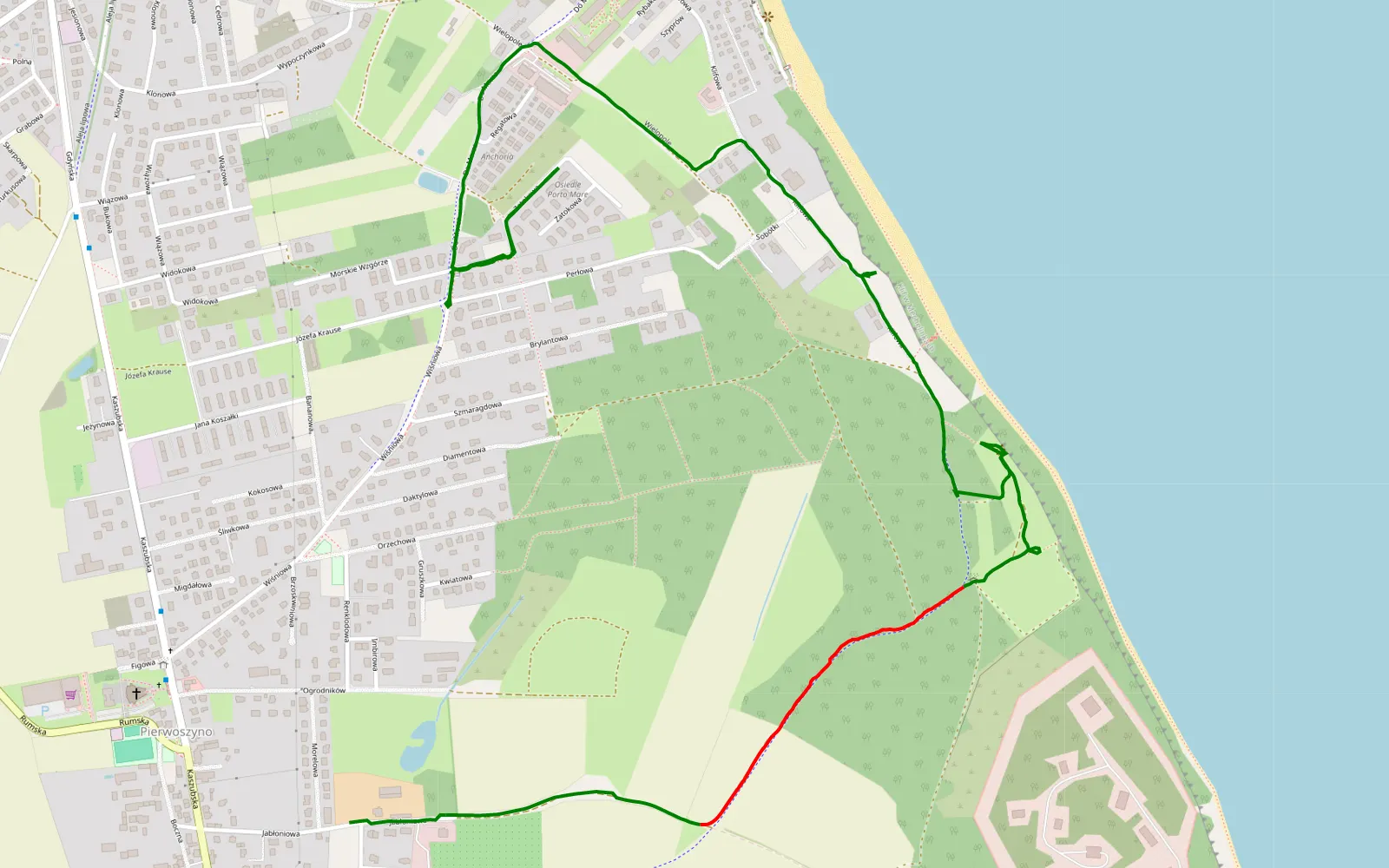 Map of Mechelinki - Pierwoszyno - 2.9 km offroad trail, Puck County