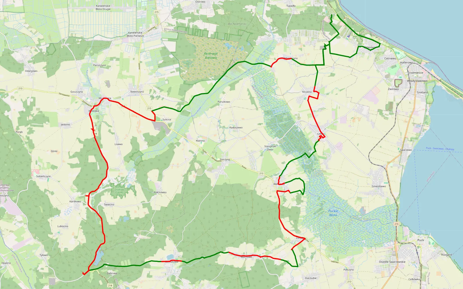 Map of Rozewie - 58.6 km offroad trail, Puck County