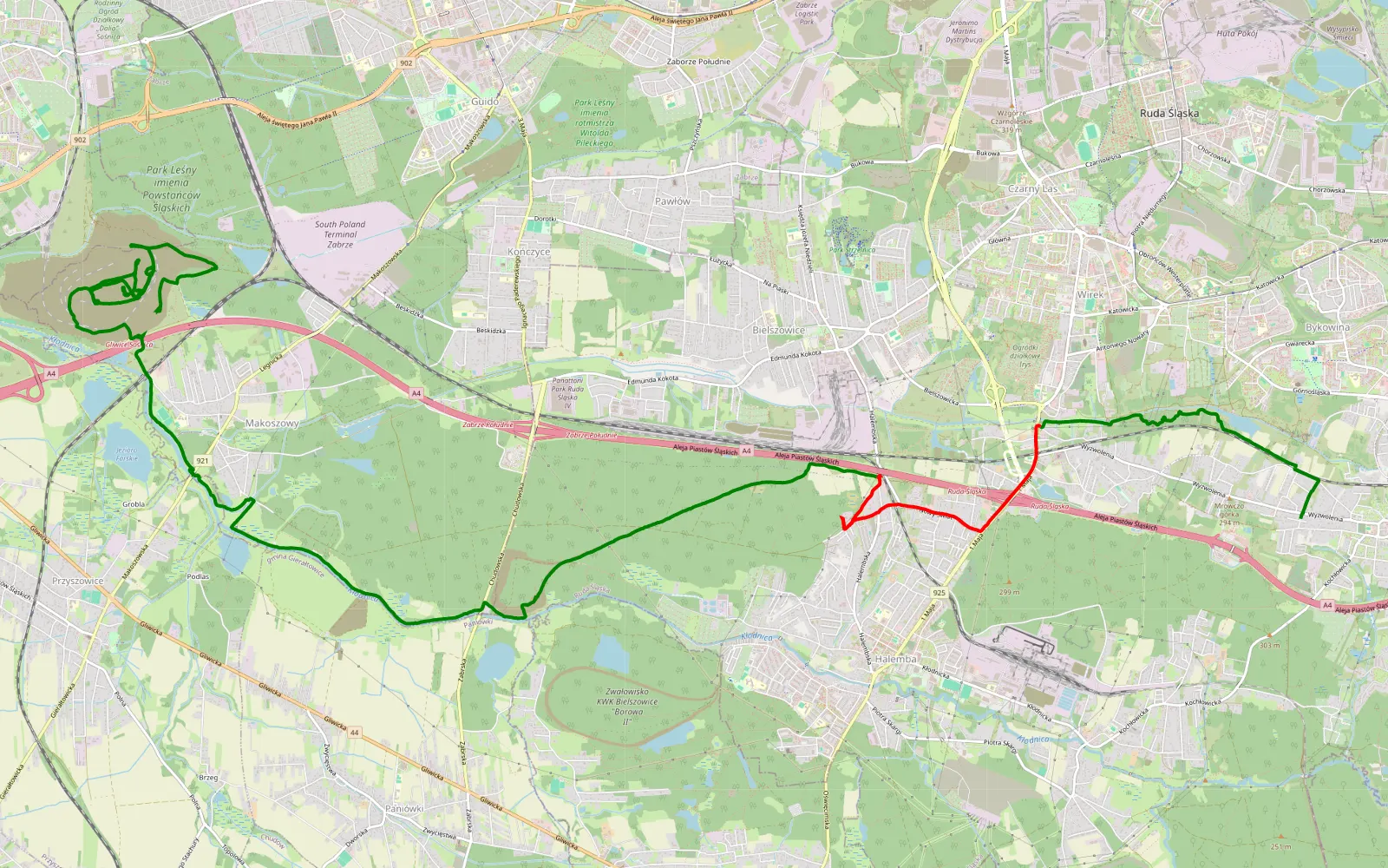 Map of Kochłowice - Makoszowy 100 lecie niepodległej - 22.5 km offroad trail, Zabrze