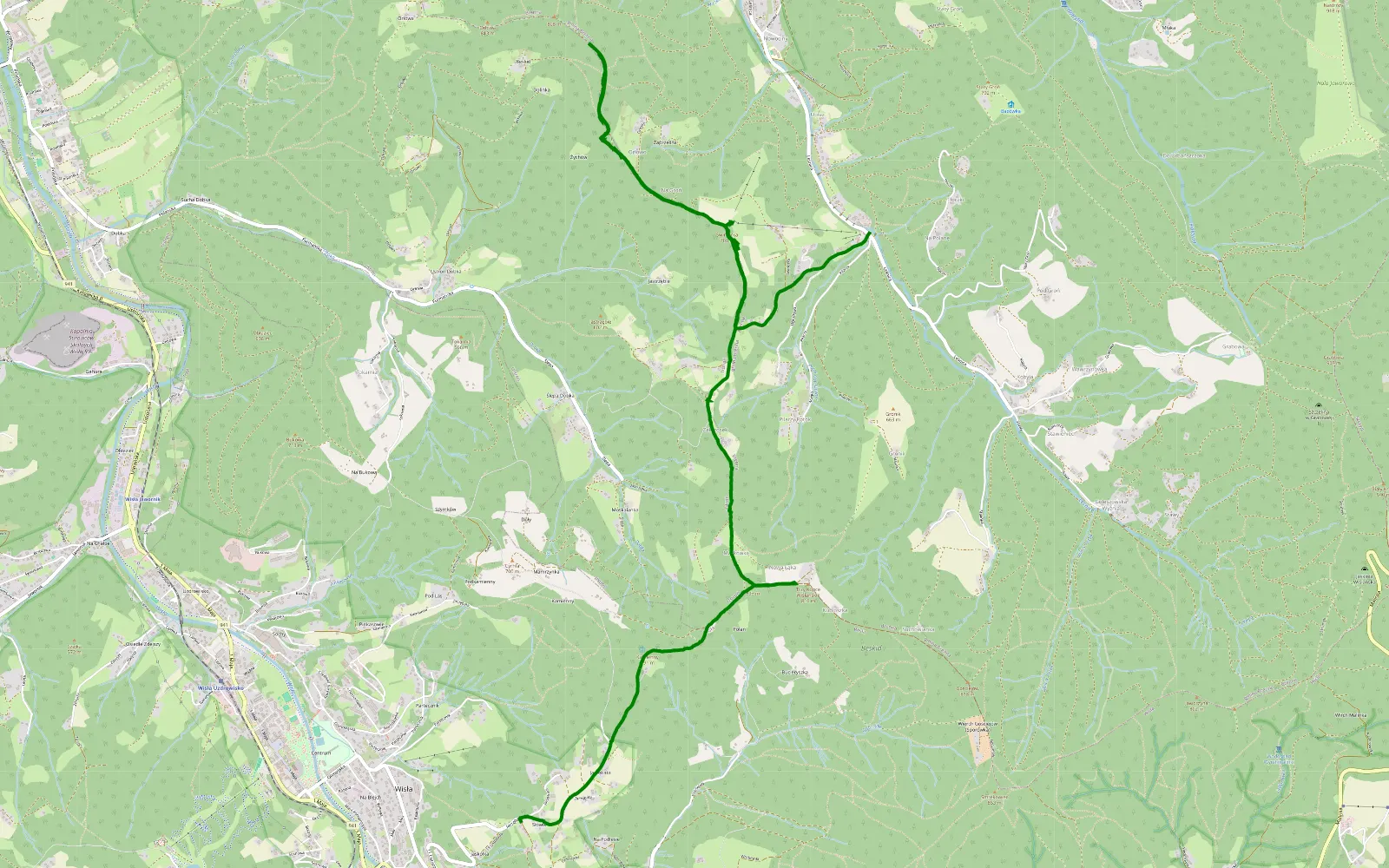 Map of Lajtowa traska po górach z widokami - 9.5 km offroad trail, Cieszyn County