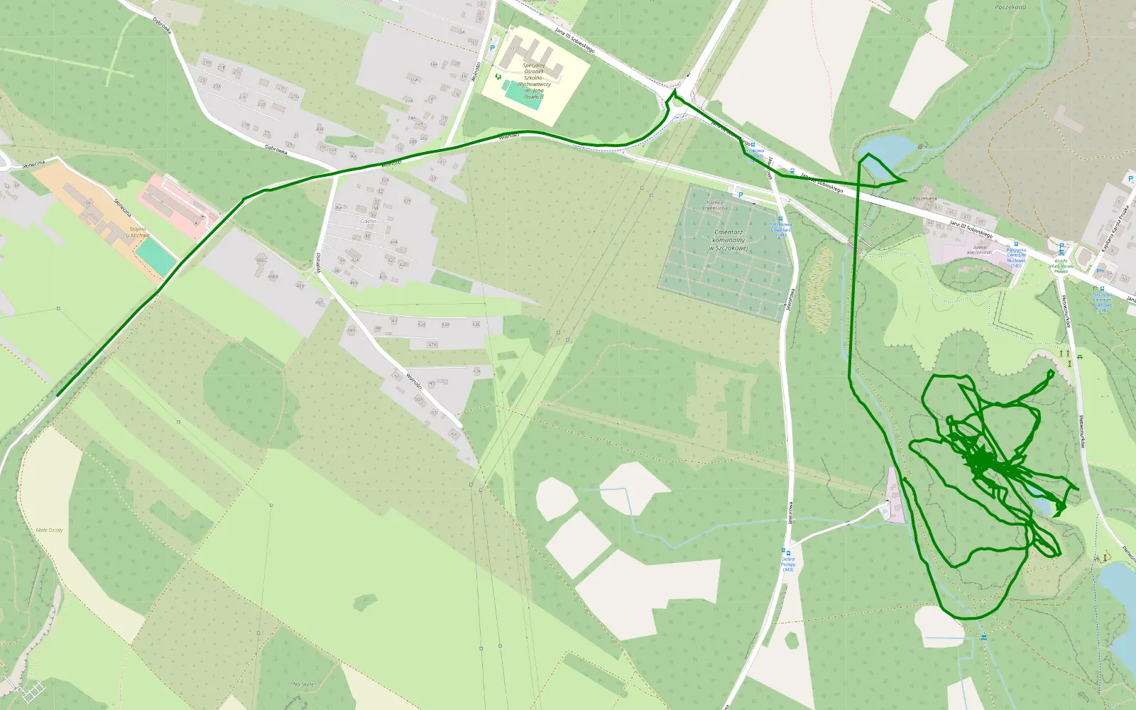 Mapa trasy Pieczyska - Szczakowa - 6.9 km trasy offroad, Jaworzno