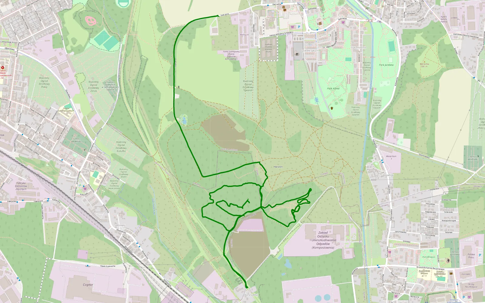 Map of Czeladź - Milowice - 7 km offroad trail, Siemianowice Śląskie