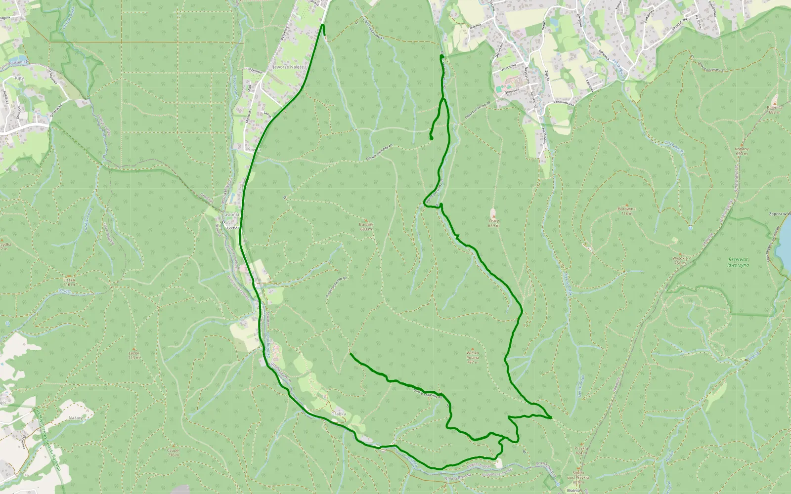 Map of Polowanie Huberta 06.11.2021 - 9.7 km offroad trail, Bielsko County