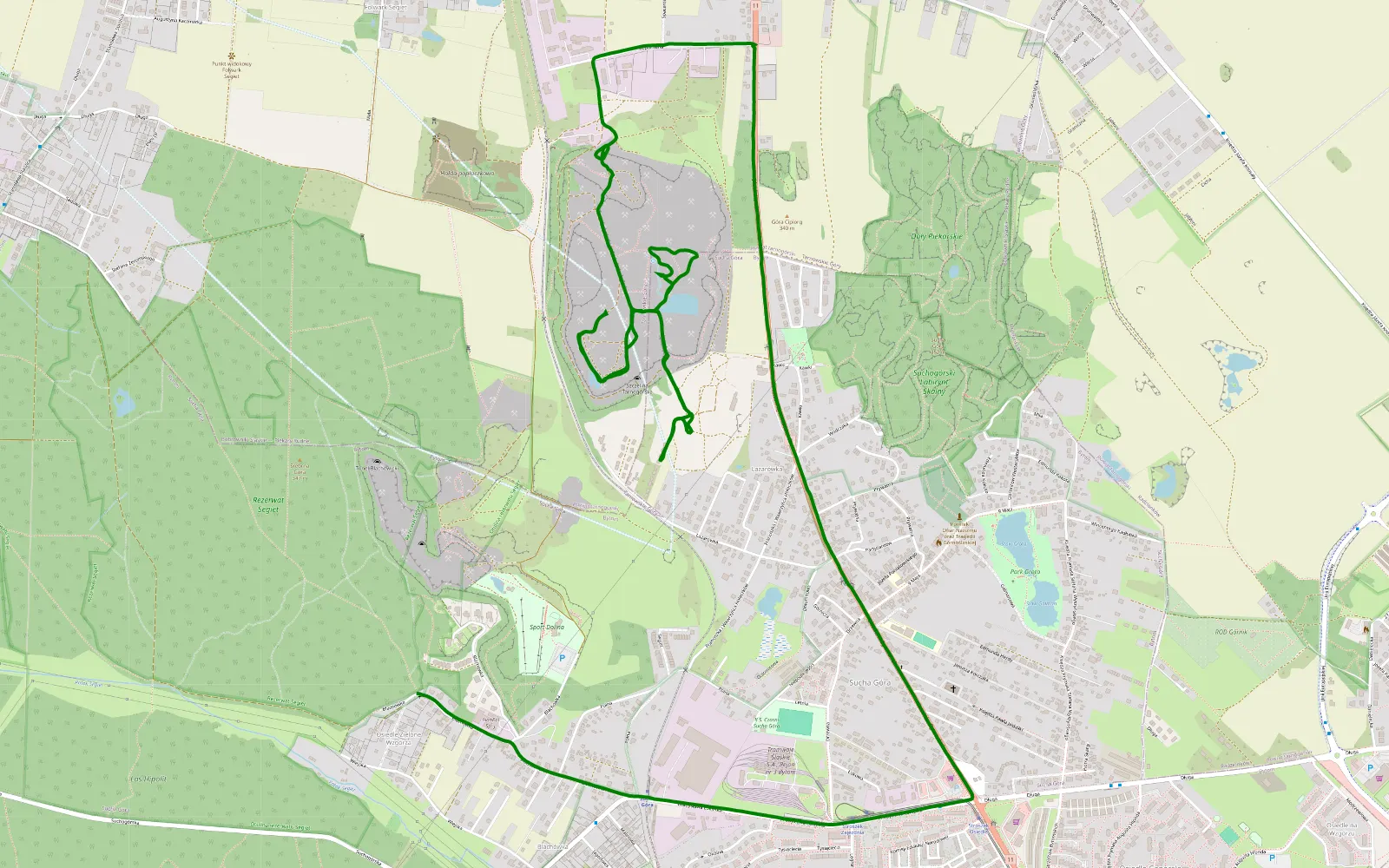 Mapa trasy Segiet - 3.8 km trasy offroad, Powiat Tarnogórski