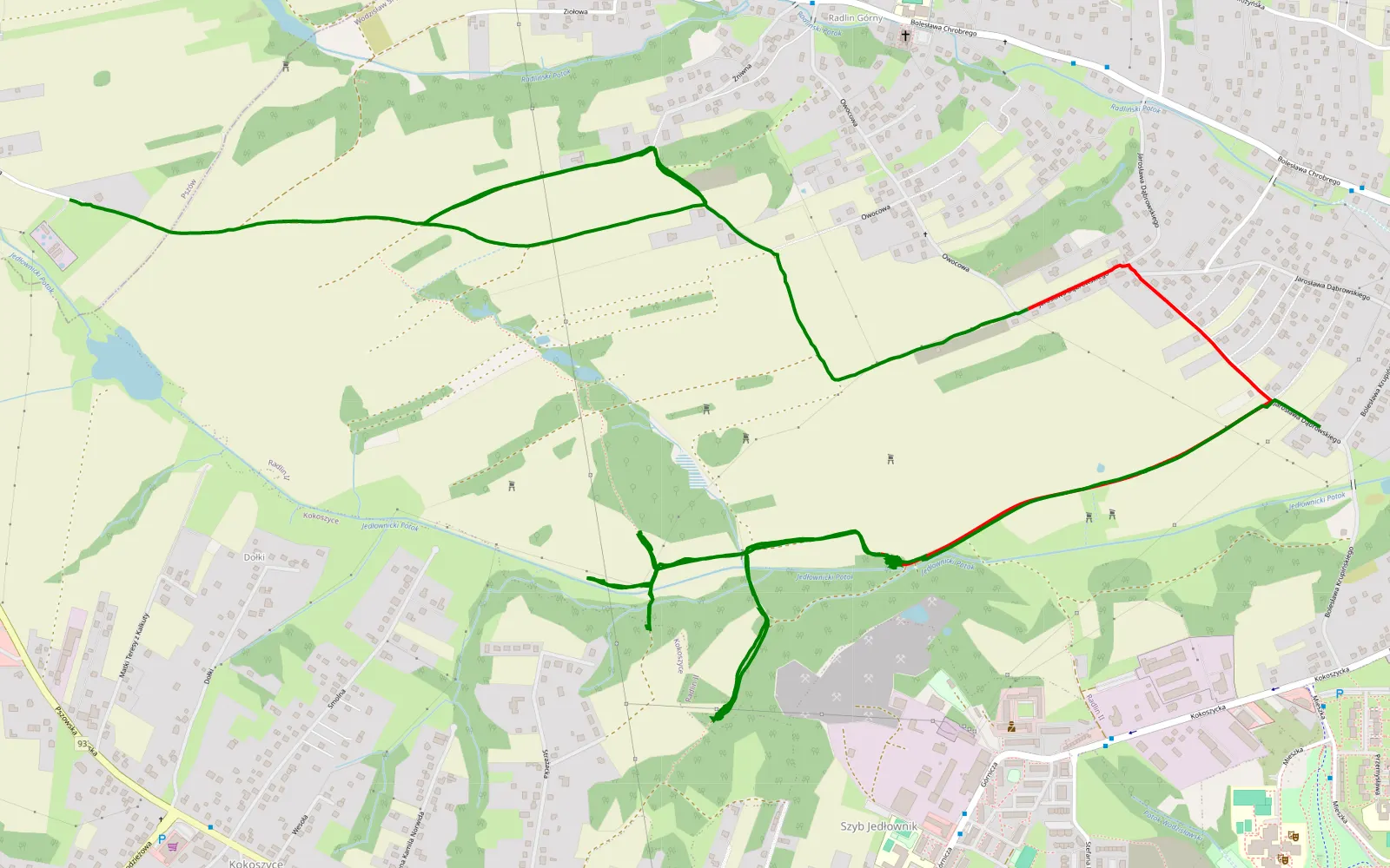 Map of Gabrielówka - Jedłownik - 7.8 km offroad trail, Wodzisław County