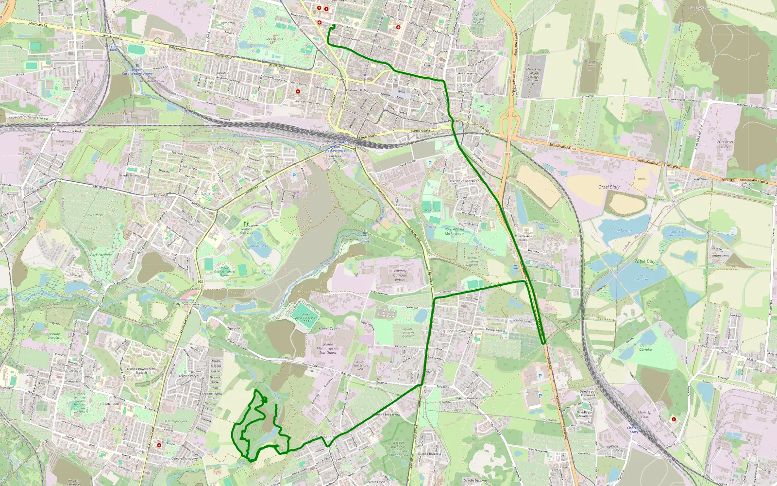 Map of Ajska - 4.4 km offroad trail, Świętochłowice