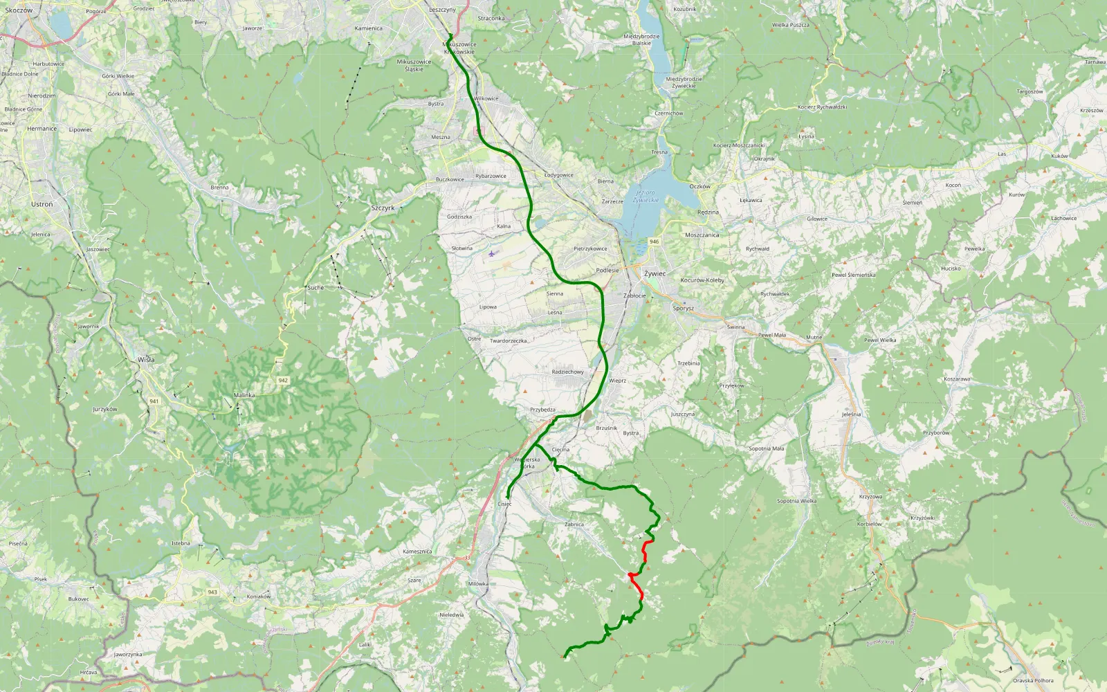 Map of Boracza - 19.6 km offroad trail, Żywiec County
