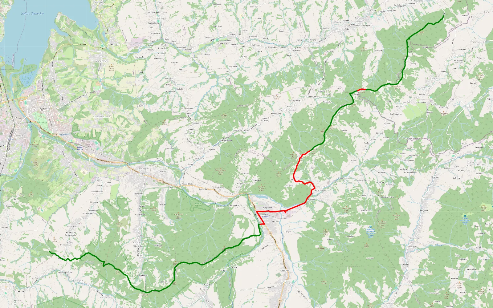 Map of Juszczyna - Jeżowski Dział - 25 km offroad trail, Żywiec County