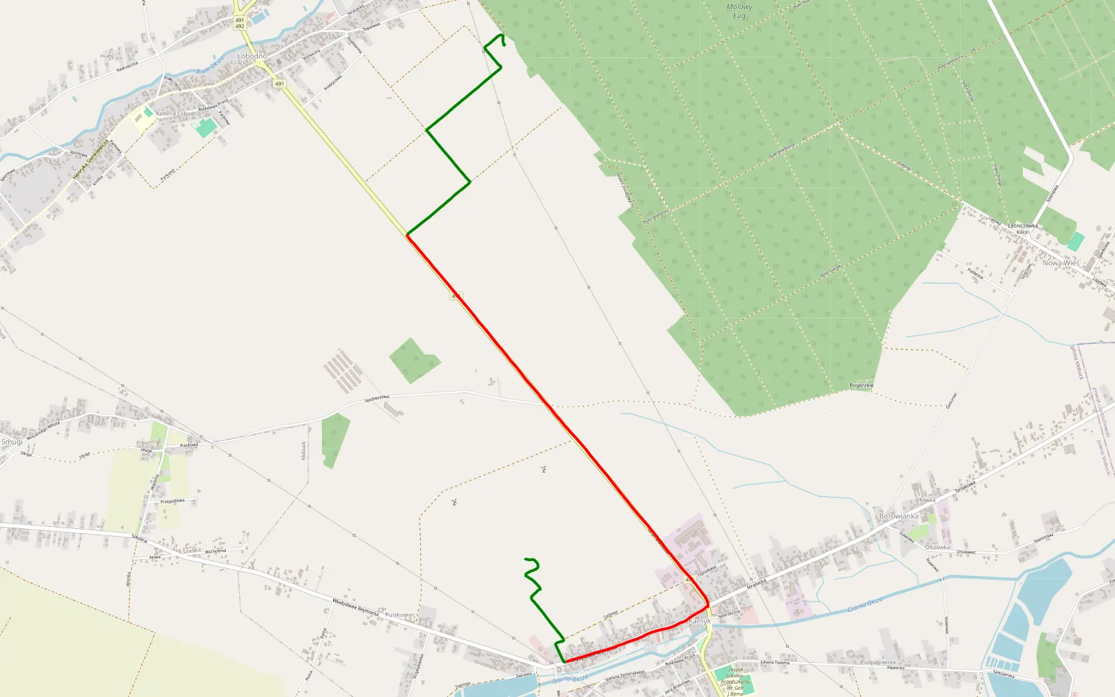 Map of Góra Kamyk - kamieniołom Łobodno - 6.5 km offroad trail, Kłobuck County
