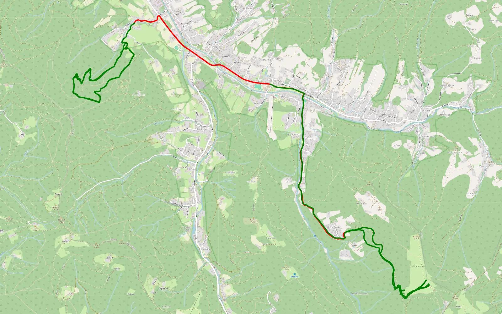 Map of Brenna zbychu i jaworowa - 25.3 km offroad trail, Cieszyn County