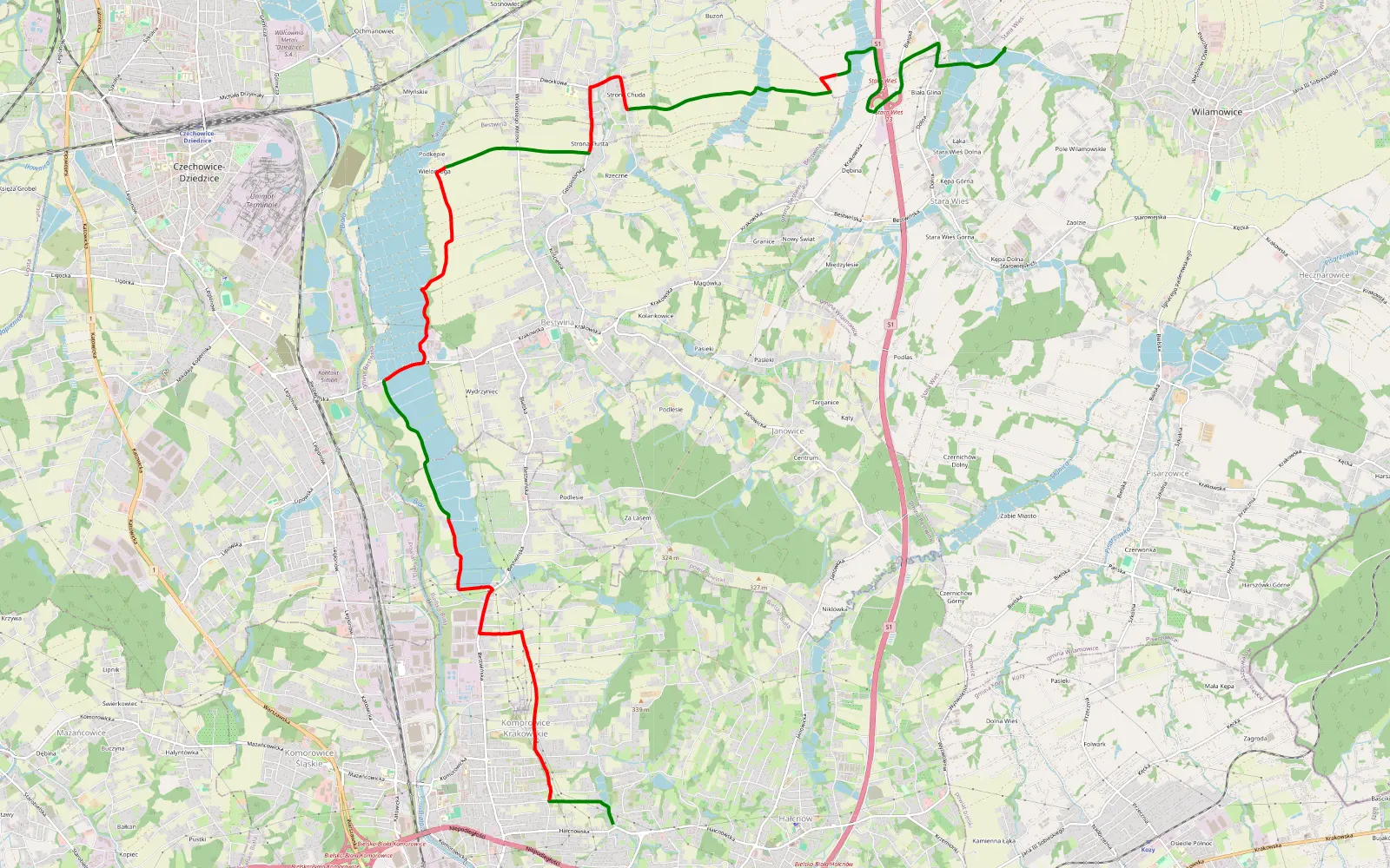 Map of Zabawa - Stara Wieś - 15.7 km offroad trail, Bielsko County