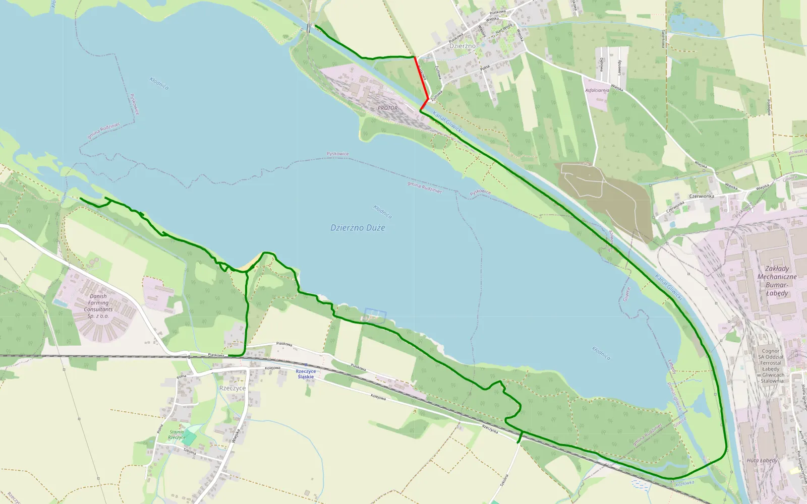 Map of Rzeczyce - 12.2 km offroad trail, Gliwice County