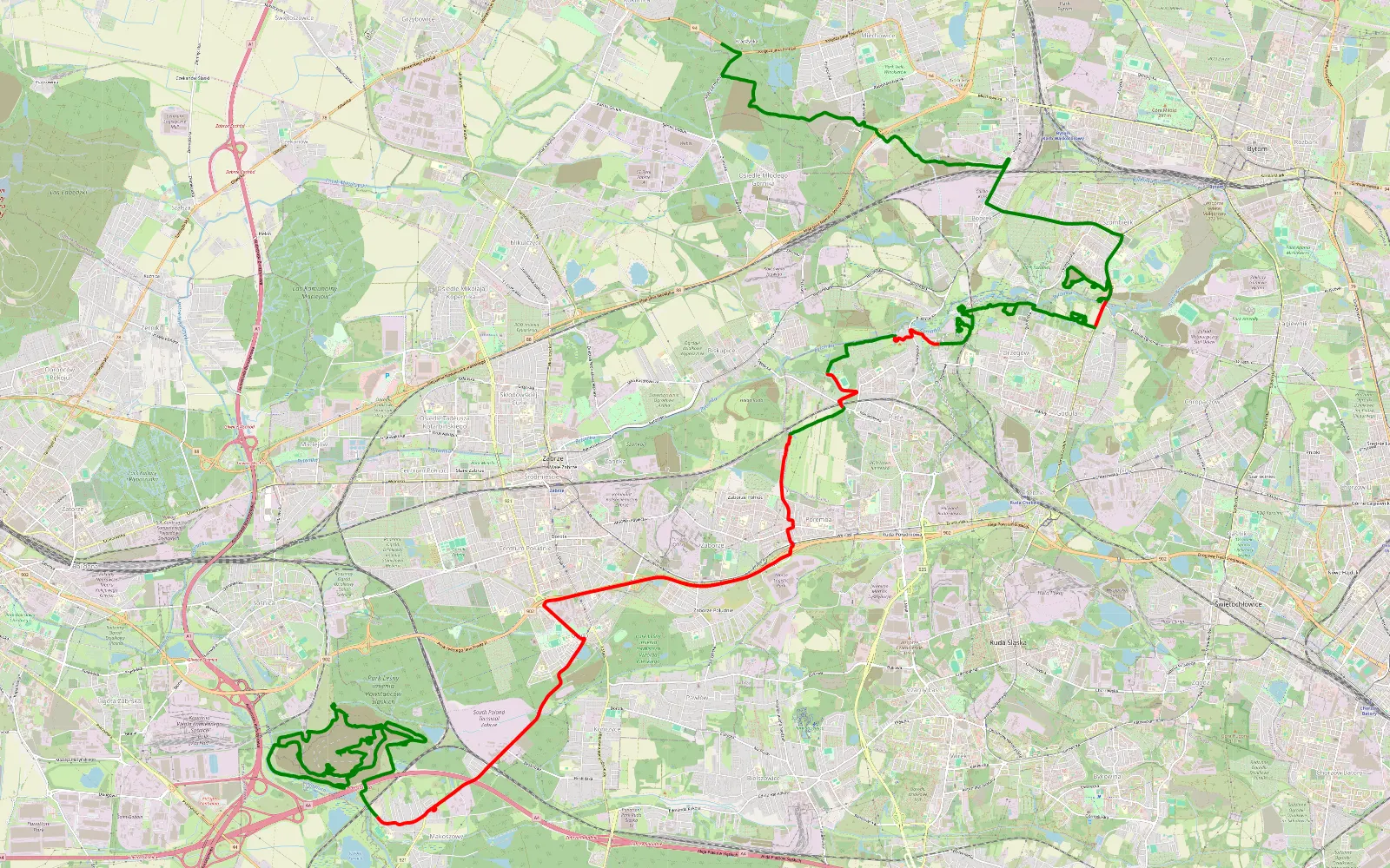 Map of Off - 38.7 km offroad trail, Zabrze