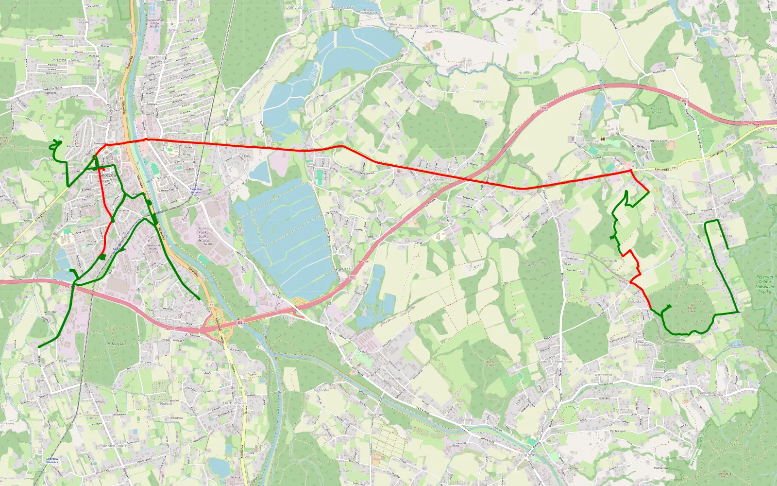 Map of Grodziec - Skoczów - 11.8 km offroad trail, Cieszyn County