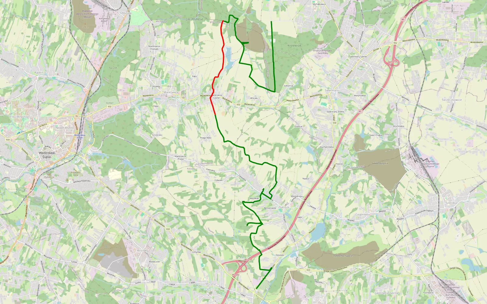 Map of Mszana - Jankowice Rybnickie - 12.2 km offroad trail, Wodzisław County