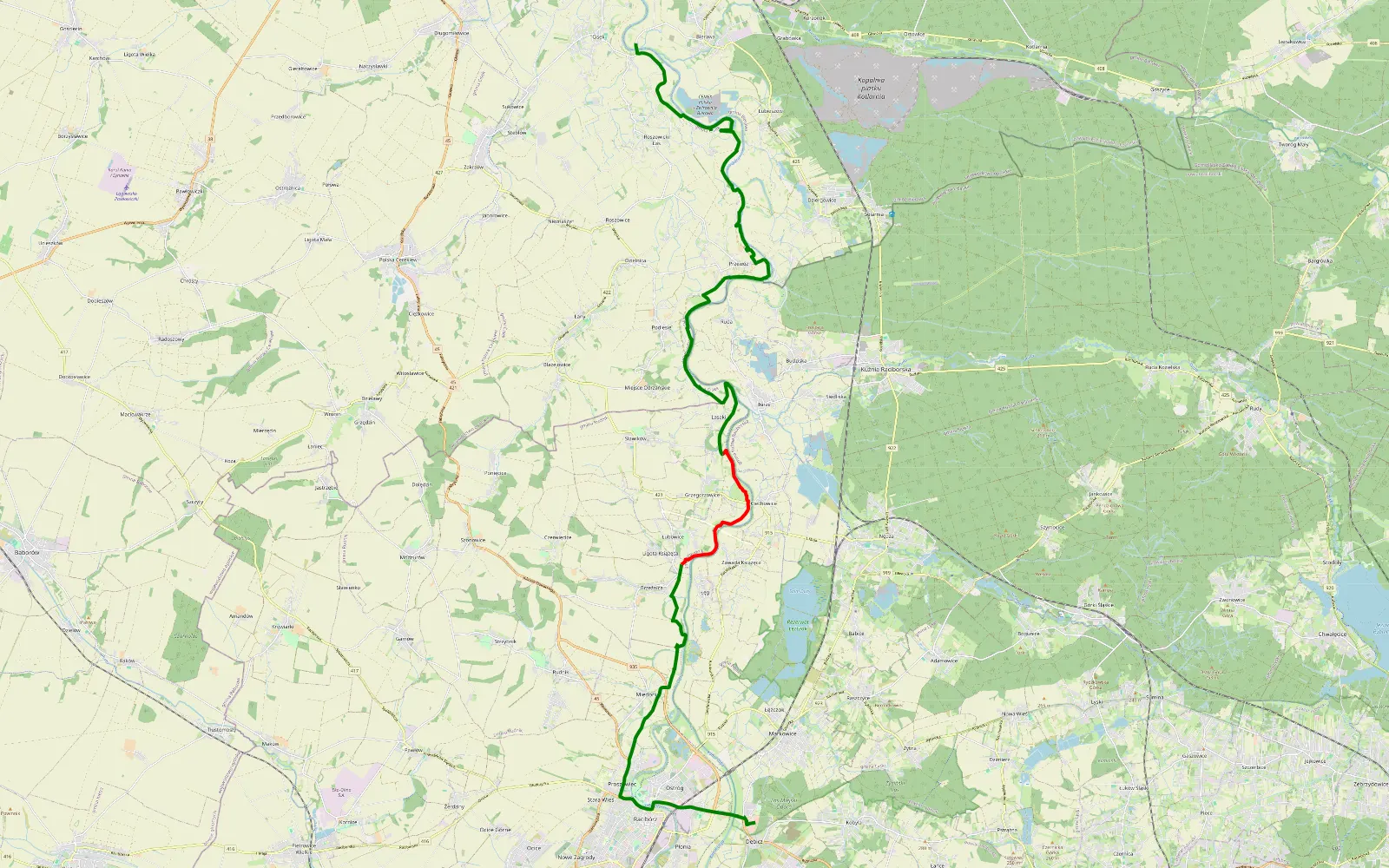 Map of Dębicz - Cisek - 27.5 km offroad trail, Kędzierzyn-Koźle County