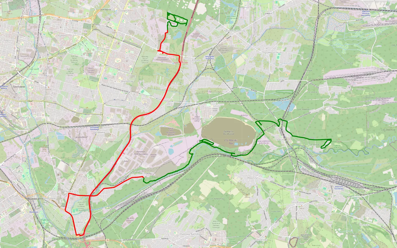 Map of Cieśle - 26.7 km offroad trail, Sosnowiec