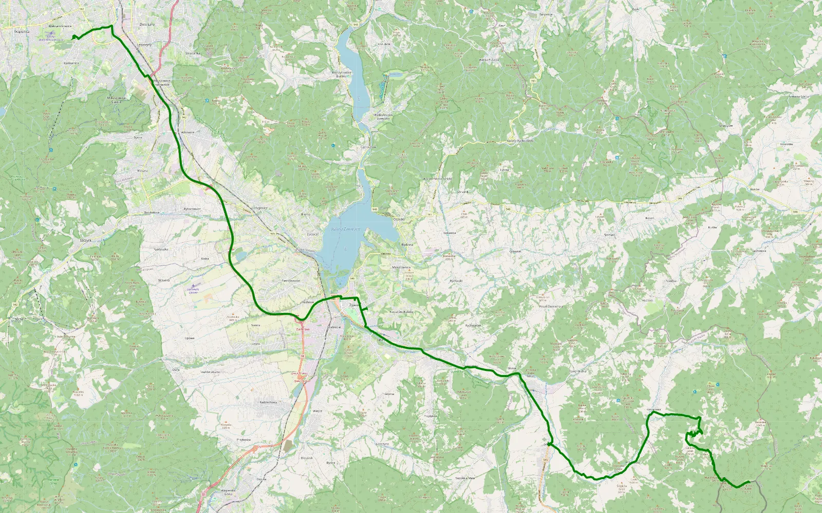 Mapa trasy Wranglery 2 cześć - 13 km trasy offroad, Powiat Żywiecki