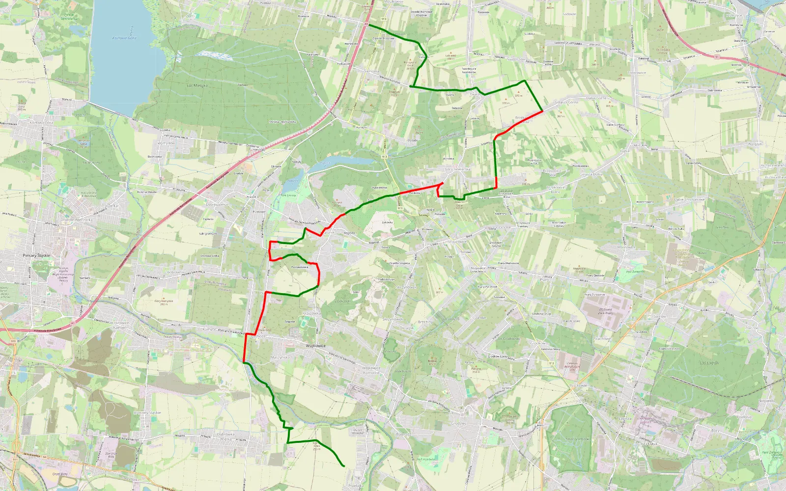Map of Przełajka - Myszkowice - 19.7 km offroad trail, Będzin County