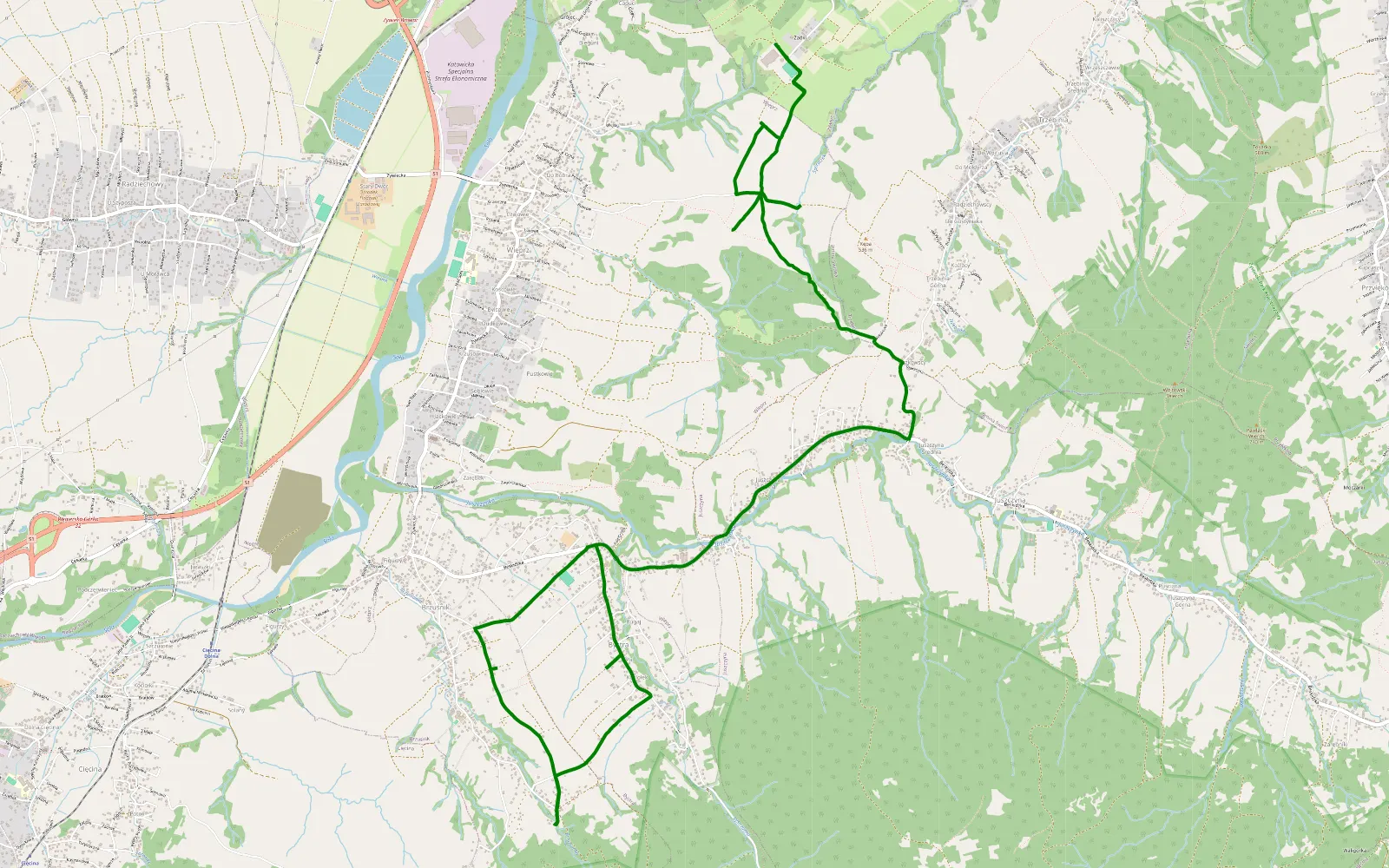 Map of Wieprz - 2.7 km offroad trail, Żywiec County