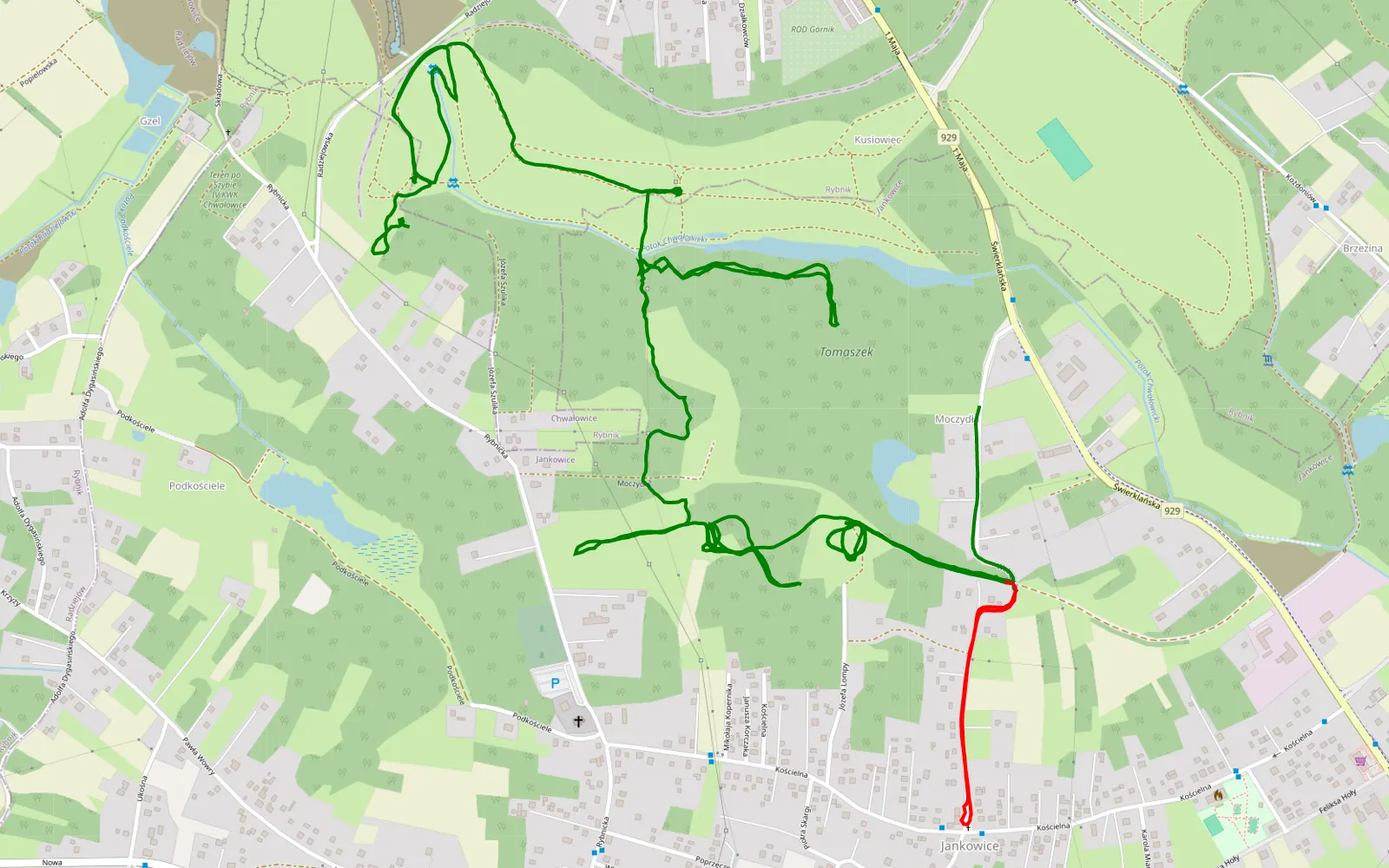 Map of Nienwiem - 8.2 km offroad trail, Rybnik County