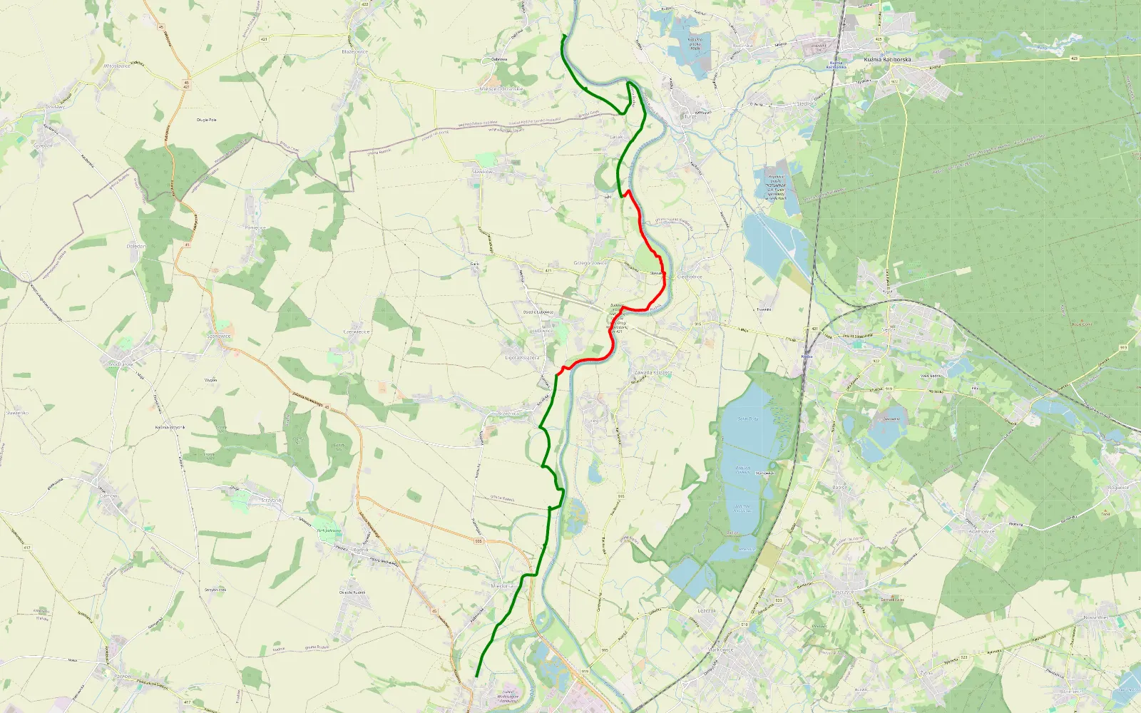 Mapa trasy Miedonia - Podlesie - 13.3 km trasy offroad, Powiat Raciborski