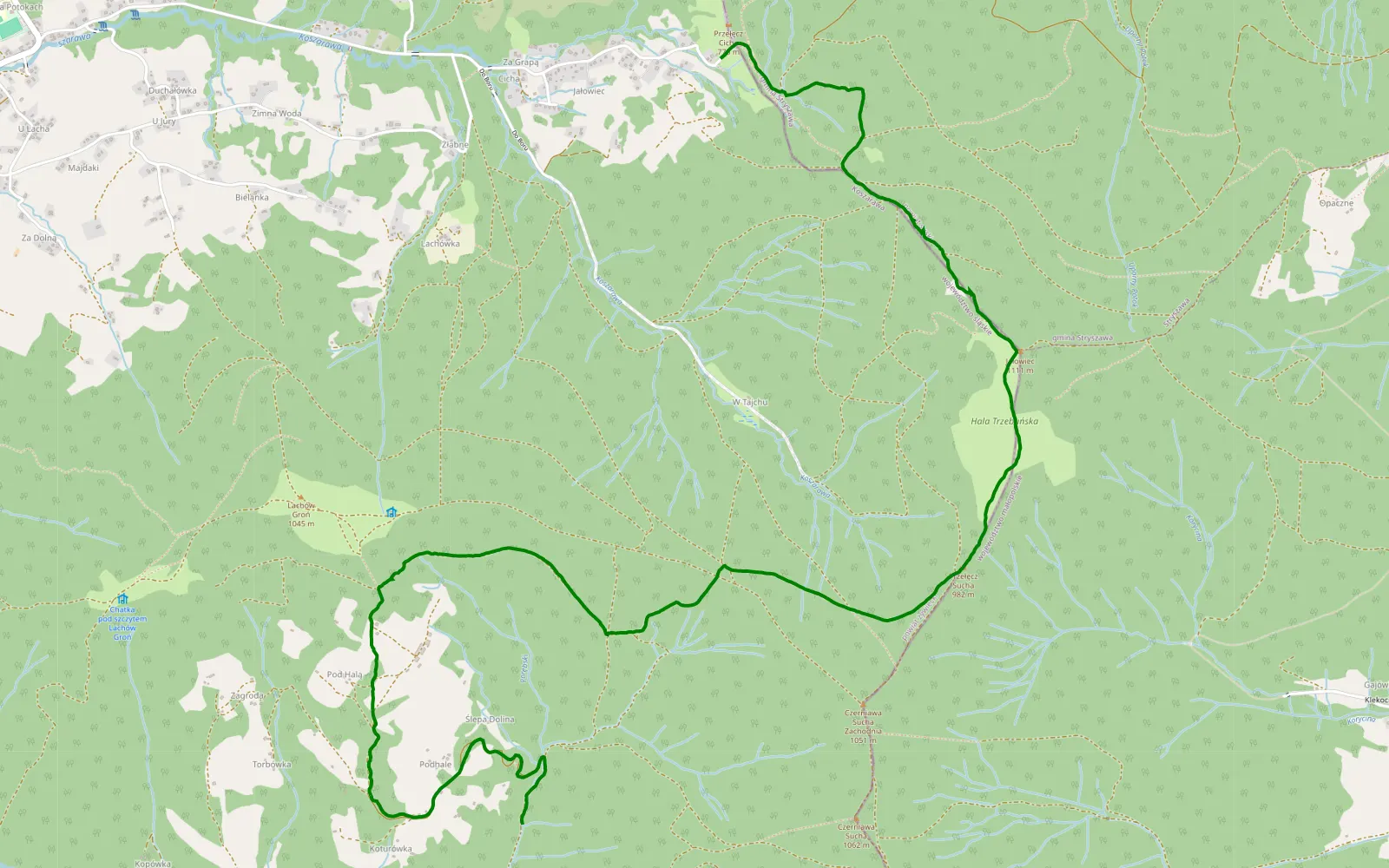 Map of Jałowiec - Bystra - 6.9 km offroad trail, Żywiec County