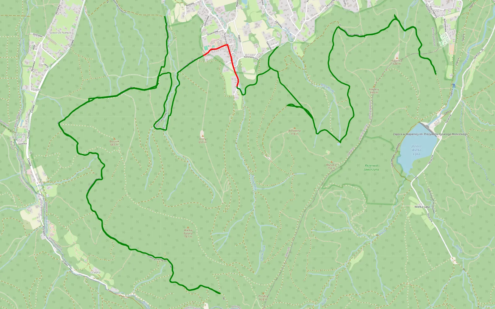 Map of Jaworze - Jasionki - 21.5 km offroad trail, Bielsko County