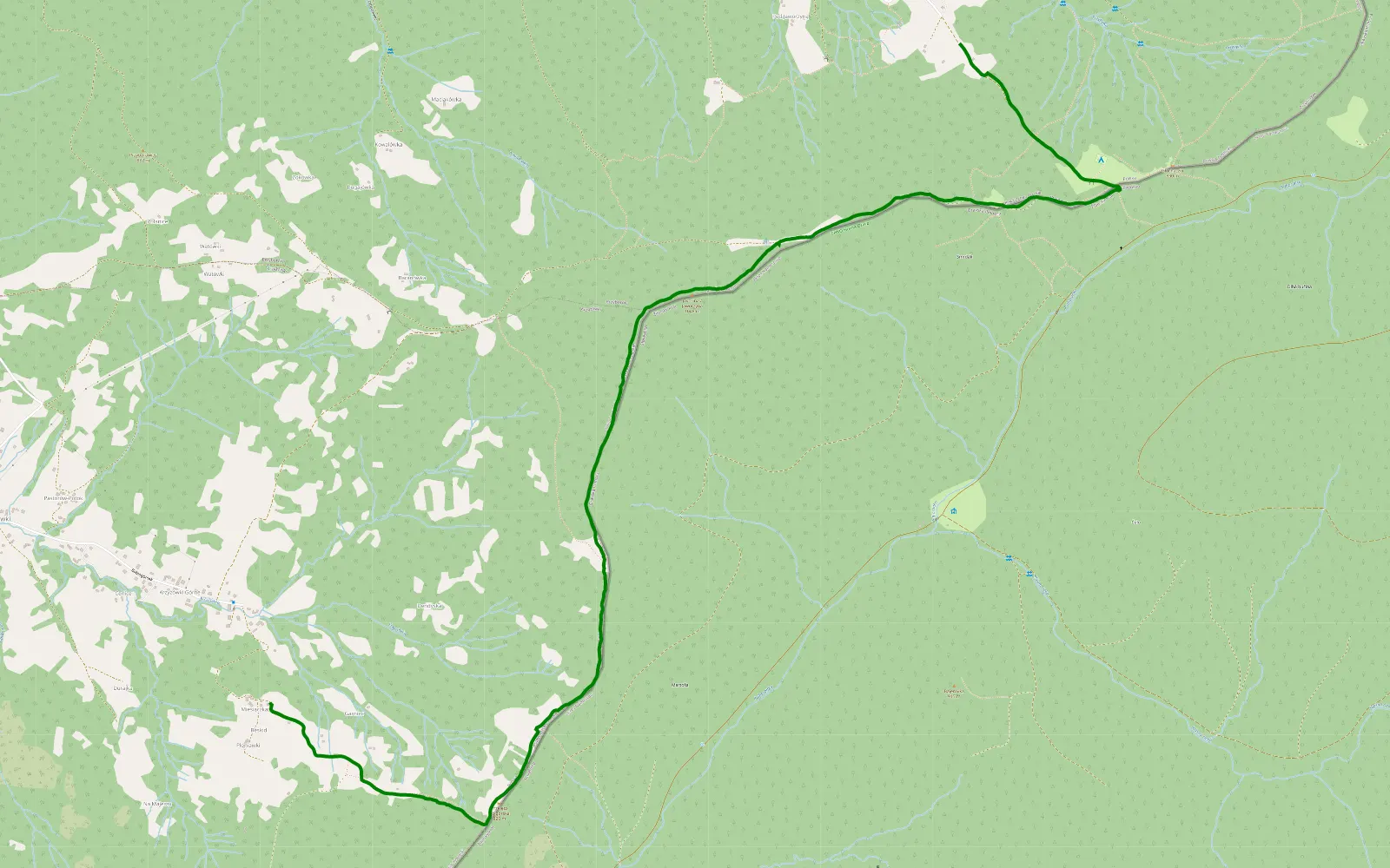 Mapa trasy Krzyżówki - Głuchaczki - 5.7 km trasy offroad, Powiat Żywiecki