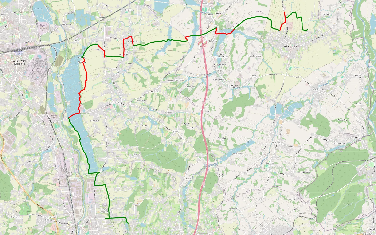 Map of Zabawa - Wilamowice - 17.7 km offroad trail, Bielsko County