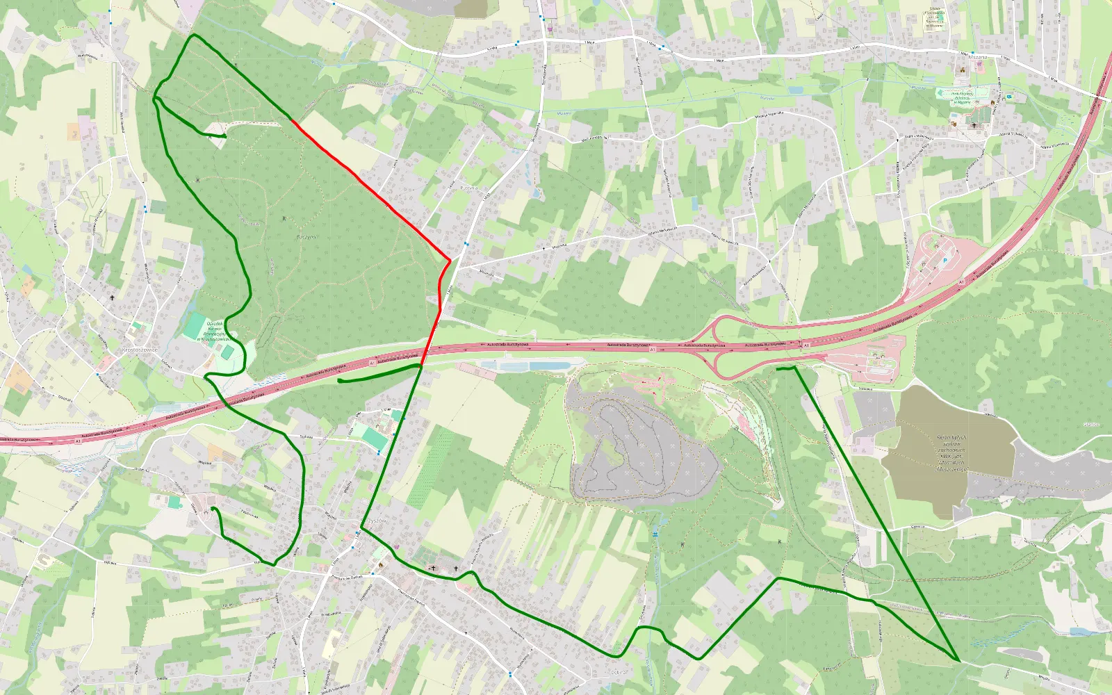 Map of Skrzyszów - Mszana - 5 km offroad trail, Wodzisław County