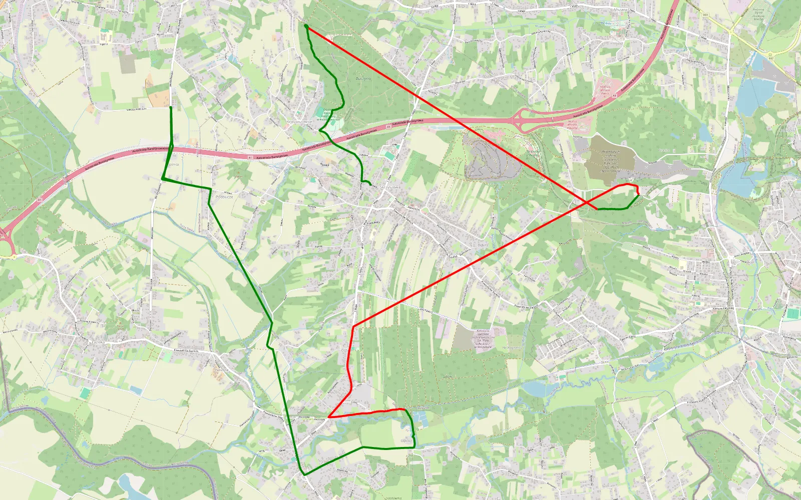 Map of Skrzyszów - Podbucze - 11.6 km offroad trail, Wodzisław County