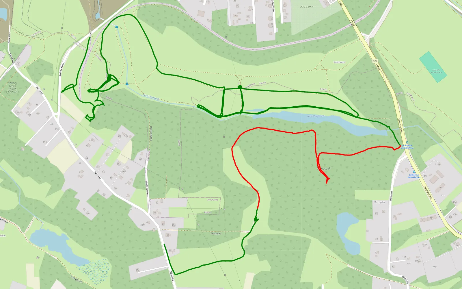 Map of Chwałowice - Jankowice Rybnickie - 6.1 km offroad trail, Rybnik County