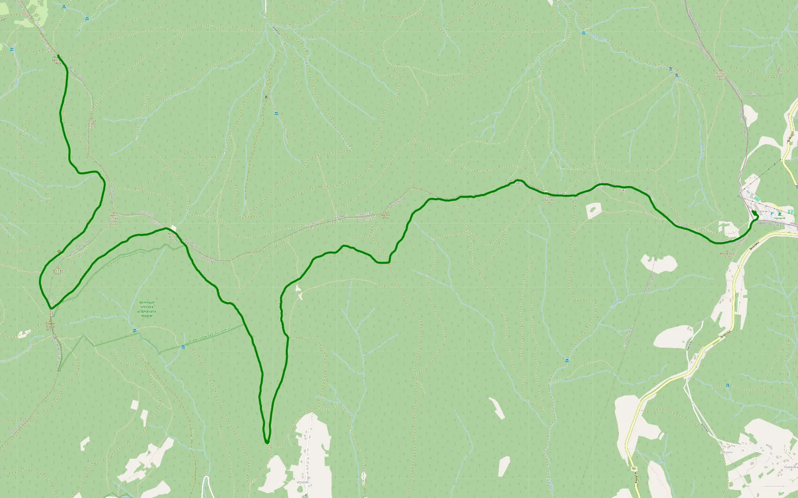 Mapa trasy Przełęcz Isepnicka - Przełęcz Przysłop Cisowy - Gładkie - 9.1 km trasy offroad, Powiat Żywiecki