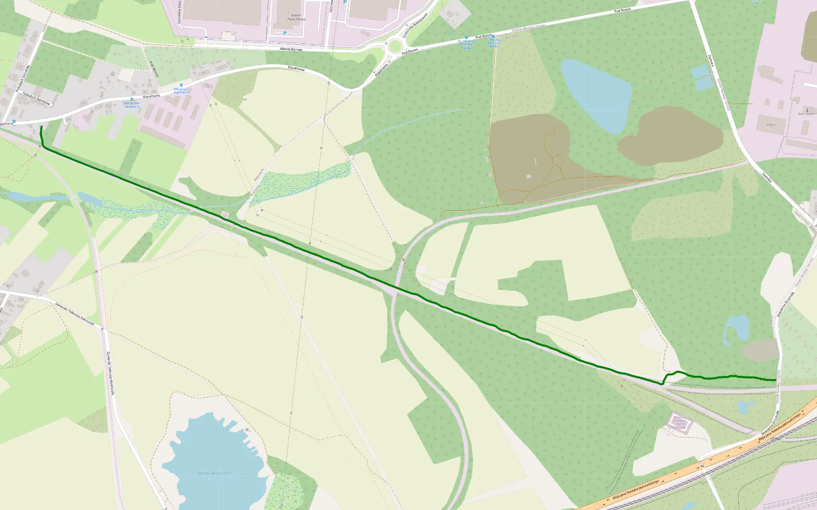 Map of Zabrze - Borzyków - 2.2 km offroad trail, Zabrze