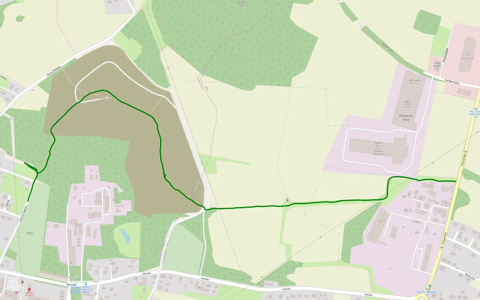 Map of Łaziska Średnie - Wyry - 2.3 km offroad trail, Mikołów County