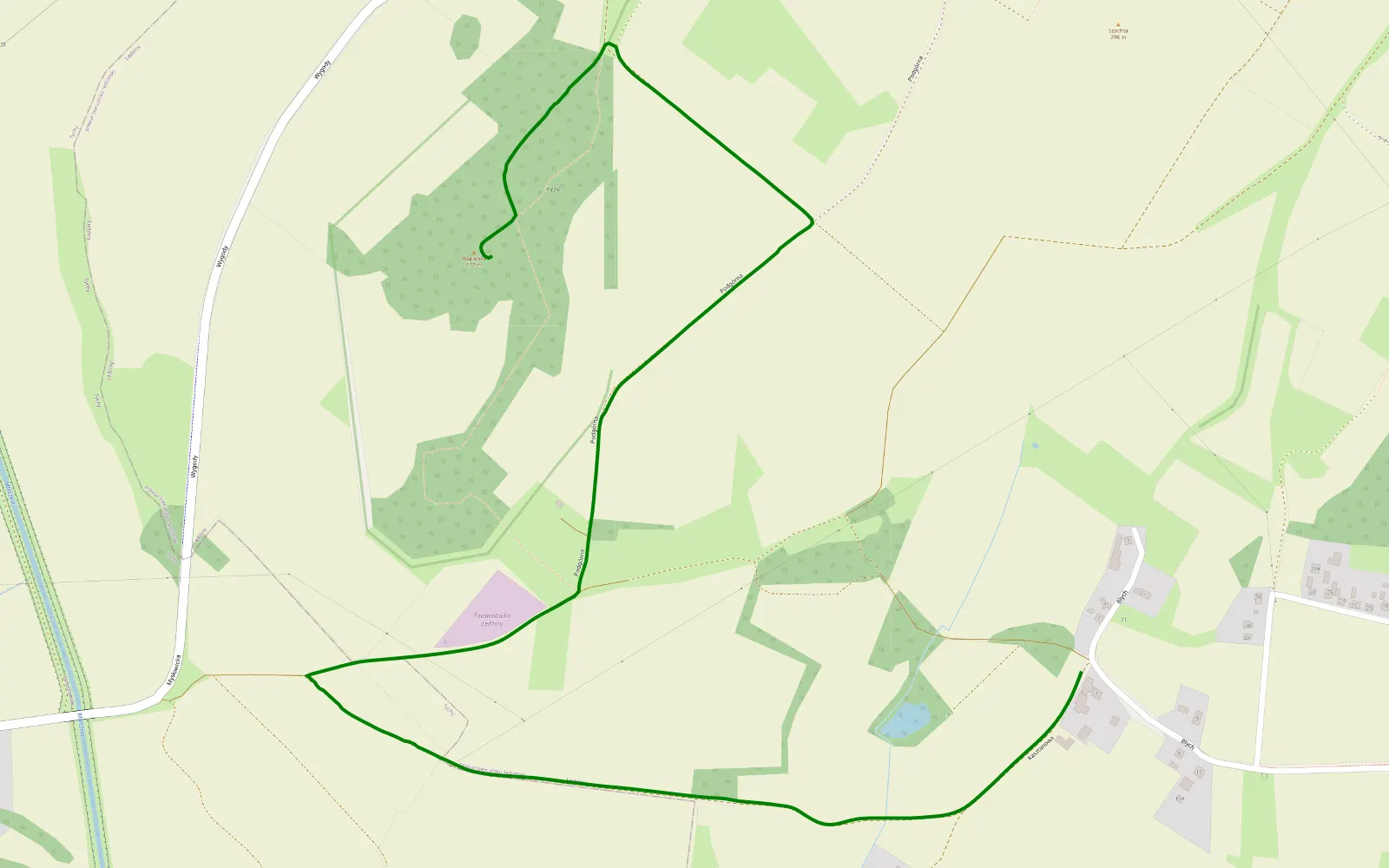 Mapa trasy Fabryka - płac biwakowy - 3.1 km trasy offroad, Powiat Bieruńsko-lędziński