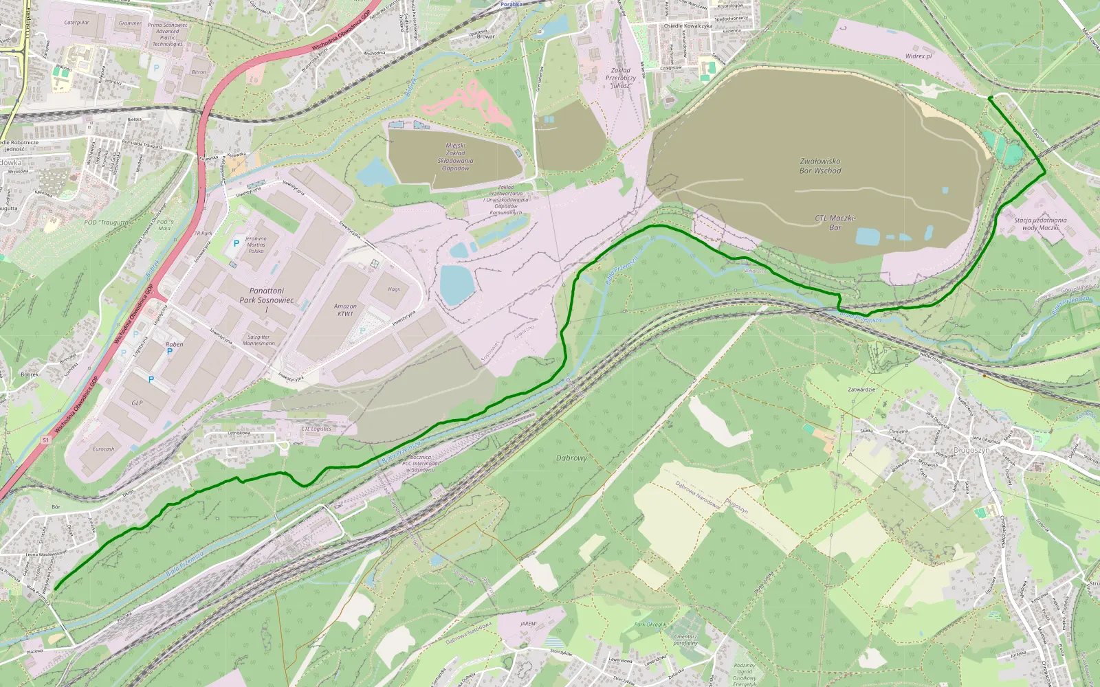 Map of Niwka - Maczki - 7.9 km offroad trail, Sosnowiec