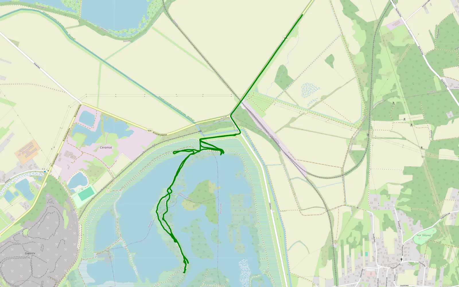 Map of Bluszczów - Grabówka - 4.6 km offroad trail, Wodzisław County