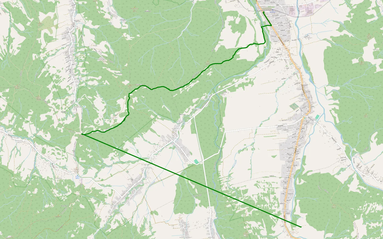 Map of Sumery - Krzyżowa - 6.4 km offroad trail, Żywiec County