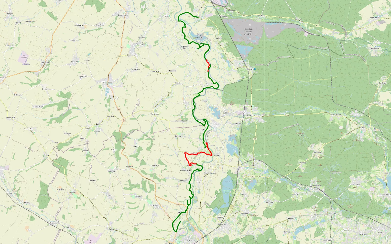 Map of Miedonia - 31.3 km offroad trail, Kędzierzyn-Koźle County